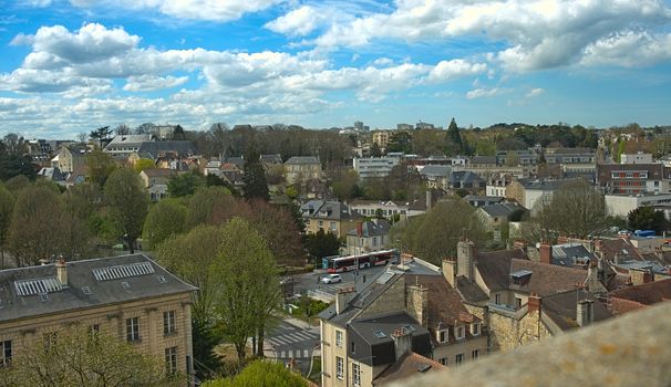 Cityscape of French city Caen on a clear day