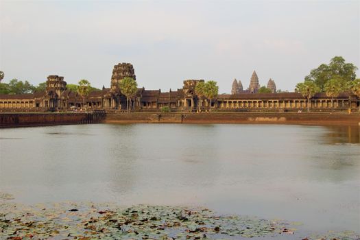 Angkor wat at sunset golden hour siem reap cambodia