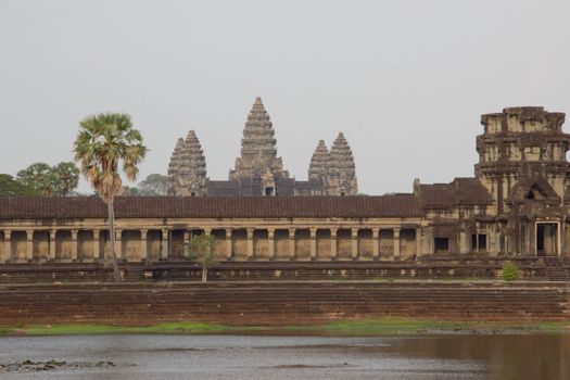 Siem reap cambodia sun set golden hour temple with trees angkor wat