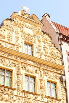 Historical buildings in the Old Town in Torun, Poland, tourism and travel