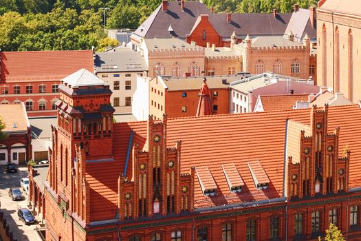 Historical buildings in the Old Town in Torun, Poland, tourism and travel