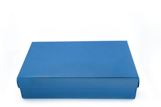 The Blue Cardboard box with lid front view isolated on white background. Packaging collection