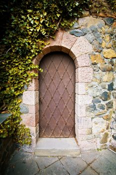 Old medieval doors in the castle.