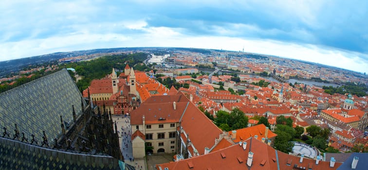 Prague aerial view of hradcany. Architecture and monuments.