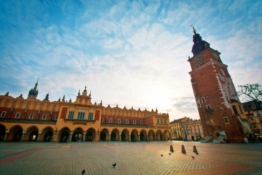 Main Square Cloth Hall in Cracow, Poland.