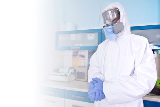 Doctor in protective suit uniform and mask. Coronavirus outbreak. Covid-19 concept.