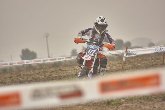 GAVELLO, ITALY 24 MARCH 2020: Enduro race in Countryside