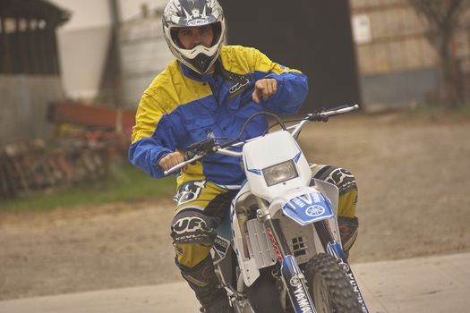 GAVELLO, ITALY 24 MARCH 2020: Enduro race in Countryside