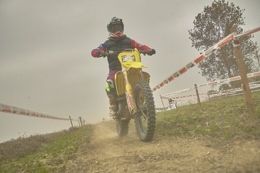 GAVELLO, ITALY 24 MARCH 2020: Enduro race in Countryside