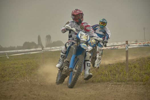 GAVELLO, ITALY 24 MARCH 2020: Enduro race in Countryside