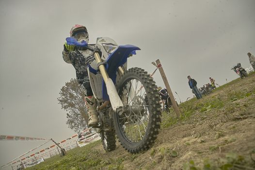 GAVELLO, ITALY 24 MARCH 2020: Enduro race in Countryside