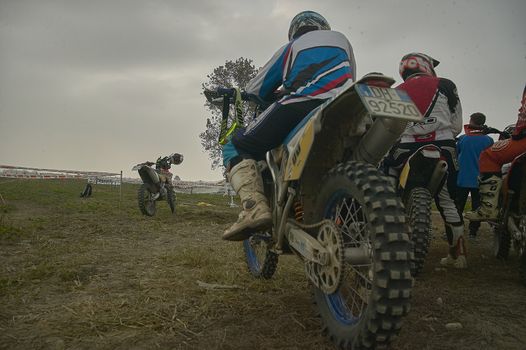 GAVELLO, ITALY 24 MARCH 2020: Enduro race in Countryside