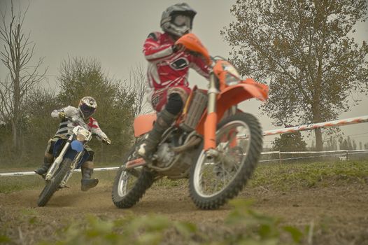 GAVELLO, ITALY 24 MARCH 2020: Enduro race in Countryside