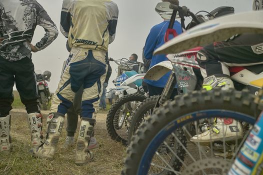 GAVELLO, ITALY 24 MARCH 2020: Enduro race in Countryside