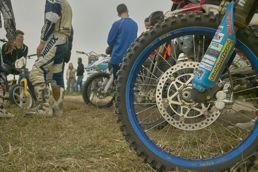 GAVELLO, ITALY 24 MARCH 2020: Enduro race in Countryside