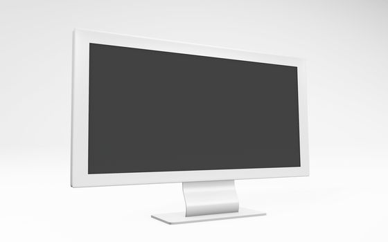3d rendering of a tv set white colored isolated on white background