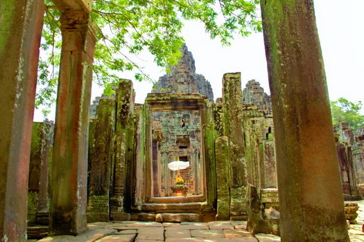 Bayon temple angkor thom, angkor wat, siem reap cambodia