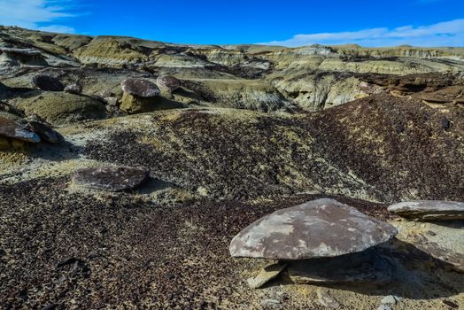 Weird sandstone formations created by erosion at Ah-Shi-Sle-Pah Wilderness Study Area in San Juan County near the city of Farmington, New Mexico. 