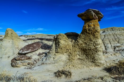 Weird sandstone formations created by erosion at Ah-Shi-Sle-Pah Wilderness Study Area in San Juan County near the city of Farmington, New Mexico. 