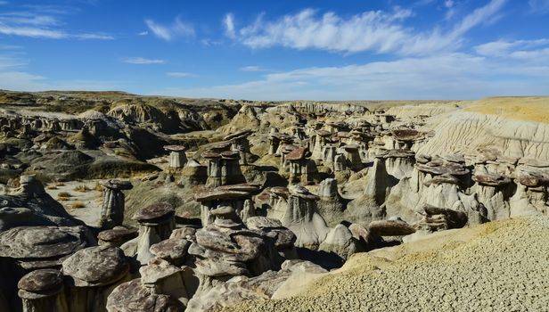 Weird sandstone formations created by erosion at Ah-Shi-Sle-Pah Wilderness Study Area in San Juan County near the city of Farmington, New Mexico. 