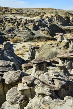 Weird sandstone formations created by erosion at Ah-Shi-Sle-Pah Wilderness Study Area in San Juan County near the city of Farmington, New Mexico. 