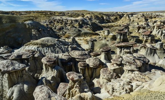 Weird sandstone formations created by erosion at Ah-Shi-Sle-Pah Wilderness Study Area in San Juan County near the city of Farmington, New Mexico. 