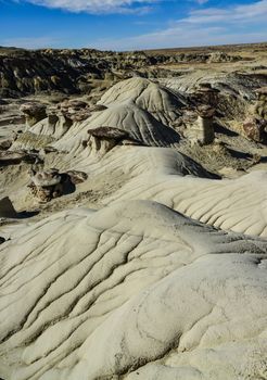 Weird sandstone formations created by erosion at Ah-Shi-Sle-Pah Wilderness Study Area in San Juan County near the city of Farmington, New Mexico. 