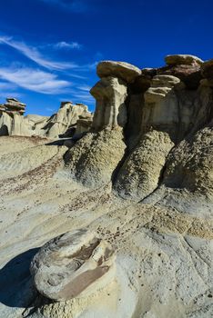 Weird sandstone formations created by erosion at Ah-Shi-Sle-Pah Wilderness Study Area in San Juan County near the city of Farmington, New Mexico. 