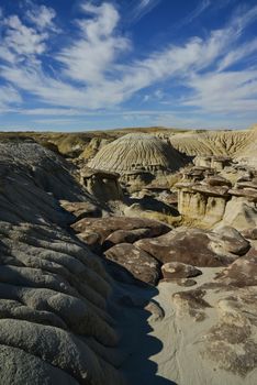 Weird sandstone formations created by erosion at Ah-Shi-Sle-Pah Wilderness Study Area in San Juan County near the city of Farmington, New Mexico.