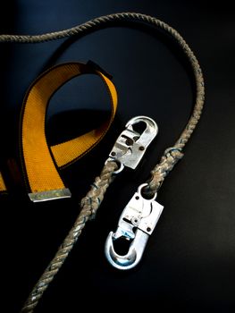 Hook and rope with Yellow belt of Safety Equipment