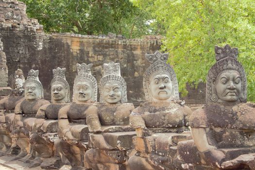 Cambodia, siem reap, angkor wat, south gate, angkor thom, bayon devas or asuras