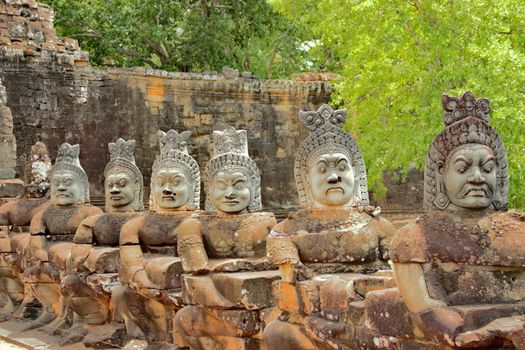 Cambodia, siem reap, angkor wat, south gate, angkor thom, bayon devas or asuras