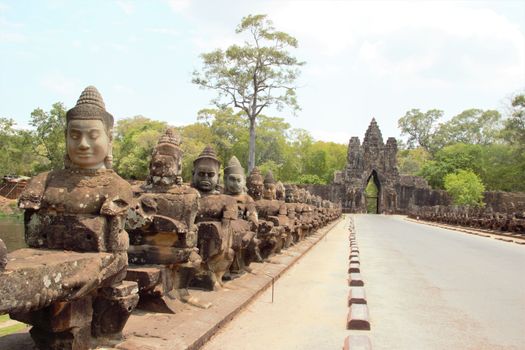 Cambodia, siem reap, angkor wat, south gate, angkor thom, bayon devas or asuras