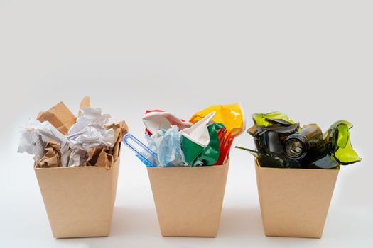 Separate garbage collection. Paper, Plastic, Glass. Environmental pollution.