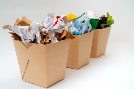Separate garbage collection. Paper, Plastic, Glass. Environmental pollution.