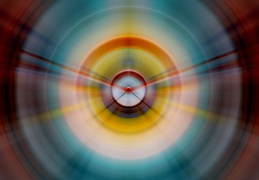 Abstract round background. Circles from the center point. Image of diverging circles. Rotation that creates circles. Bright flash of light. Dynamic movement in space.