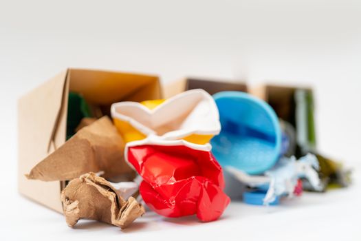 Separate garbage collection. Paper, Plastic, Glass. Environmental pollution.