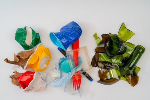 Separate garbage collection. Paper, Plastic, Glass. Environmental pollution.