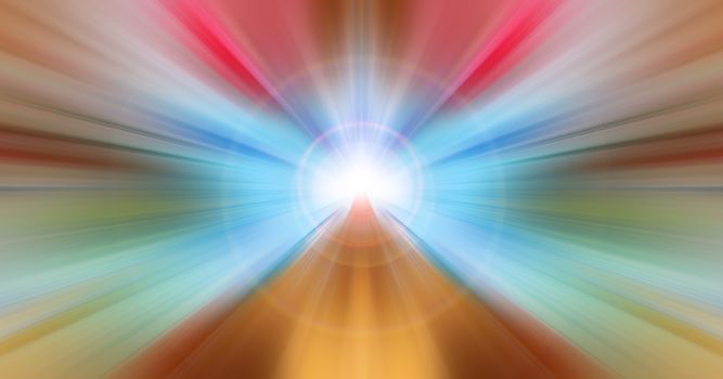 Dynamic lines of light. Light from central point. Bright flash of light. Dynamic movement in space.