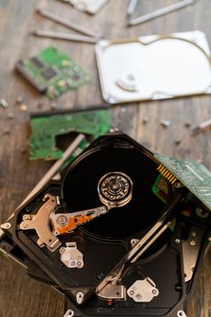 Computer hard drive. Computer Repair. Modern computer technology.