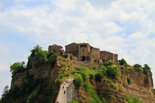 BAGNOREGIO,ITALY 25 APRIL 2020 :village of Bagnoregio isolated village that can not be reached by car only on foot