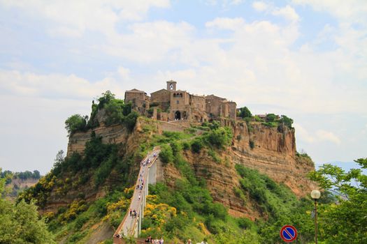 BAGNOREGIO,ITALY 25 APRIL 2020 :village of Bagnoregio isolated village that can not be reached by car only on foot
