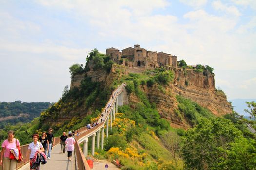 BAGNOREGIO,ITALY 25 APRIL 2020 :village of Bagnoregio isolated village that can not be reached by car only on foot