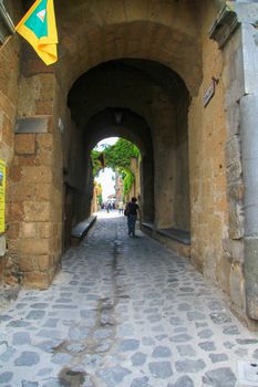 BAGNOREGIO,ITALY 25 APRIL 2020 :village of Bagnoregio isolated village that can not be reached by car only on foot