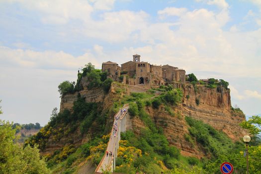 BAGNOREGIO,ITALY 25 APRIL 2020 :village of Bagnoregio isolated village that can not be reached by car only on foot