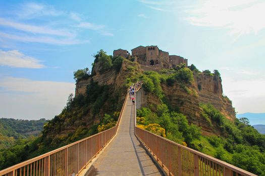 BAGNOREGIO,ITALY 25 APRIL 2020 :village of Bagnoregio isolated village that can not be reached by car only on foot