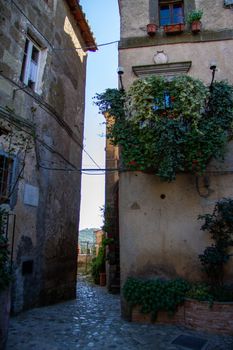 town of Calcata vechhia in italy taken on a sunny day