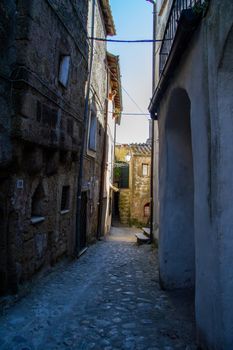 town of Calcata vechhia in italy taken on a sunny day