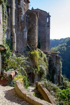 town of Calcata vechhia in italy taken on a sunny day