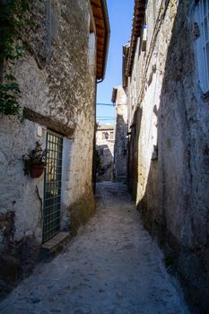 town of Calcata vechhia in italy taken on a sunny day